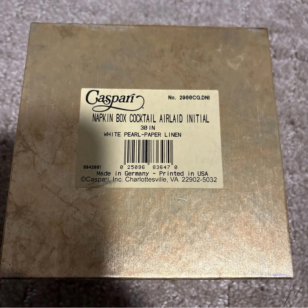 Caspari White Pearl Paper Line  Napkin Box Cocktail Airlaid Initial D 30 Ea